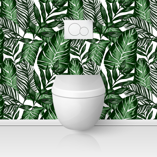 Vinilo Adhesivo para WC - Hojas Tropicales