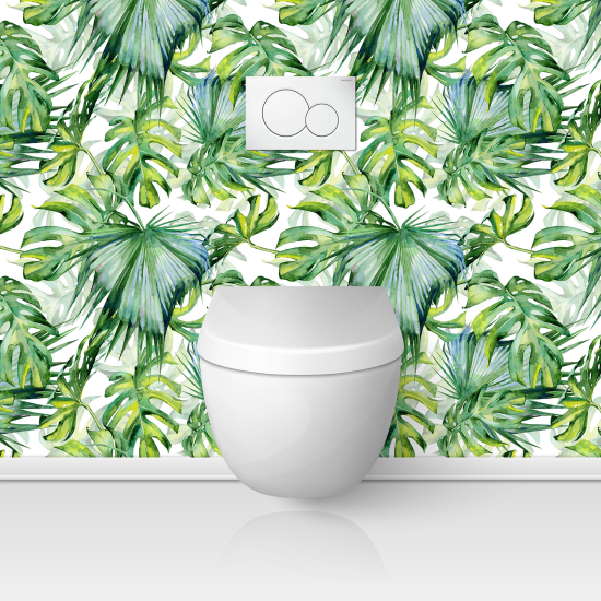 Vinilo Adhesivo para WC - Hojas Tropicales