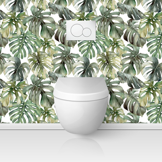 Vinilo Adhesivo para WC - Hojas Tropicales