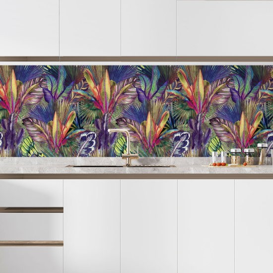 Vinilo Adhesivo Salpicadero Cocina - Flores tropicales