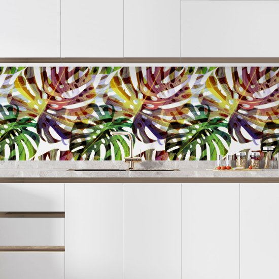 Vinilo Adhesivo Salpicadero Cocina - Flores tropicales