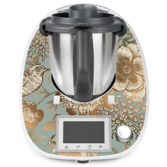Vinilo Adhesivo Thermomix - TM5 - Flores Pájaro