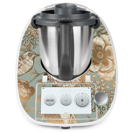 Vinilo Adhesivo Thermomix - TM6 - Flores Pájaro