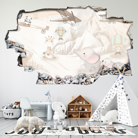 Vinilo Adhesivo trampantojo 3D - Animales Aviones