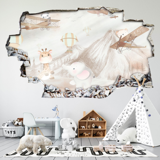 Vinilo Adhesivo trampantojo 3D - Animales Aviones