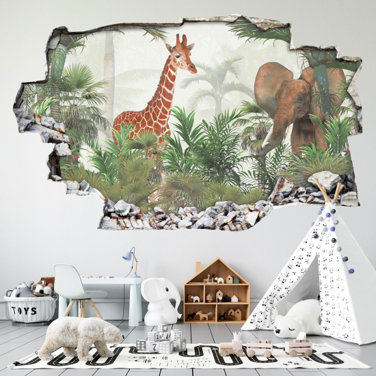 Vinilo Adhesivo trampantojo 3D - Animales de la Jungla