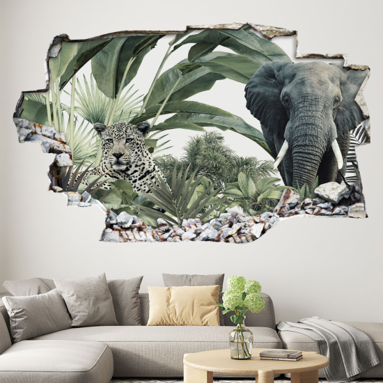 Vinilo Adhesivo trampantojo 3D - Animales de la Jungla