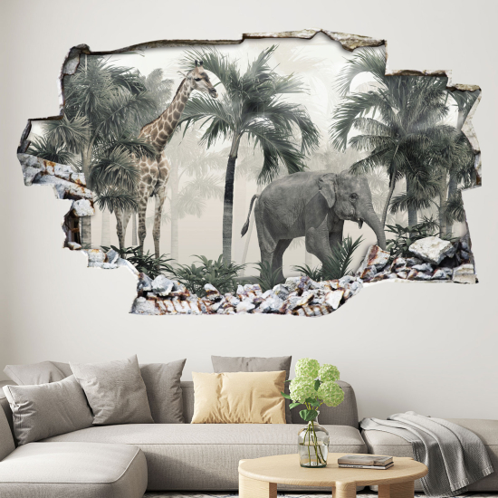 Vinilo Adhesivo trampantojo 3D - Animales de la Selva Tropical