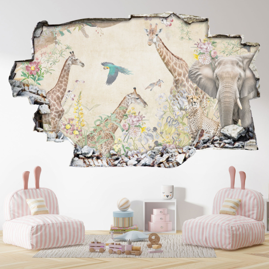 Vinilo Adhesivo trampantojo 3D - Animales Flores