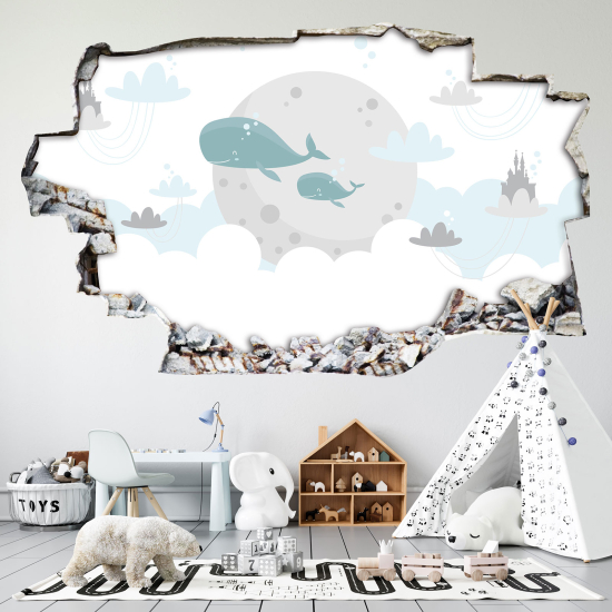 Vinilo Adhesivo trampantojo 3D - Ballena Nube