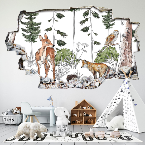 Vinilo Adhesivo trampantojo 3D - Bosque Animales