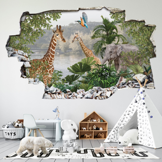 Vinilo Adhesivo trampantojo 3D - Bosque Animales