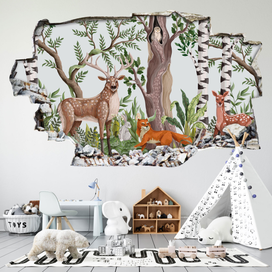 Vinilo Adhesivo trampantojo 3D - Bosque Animales