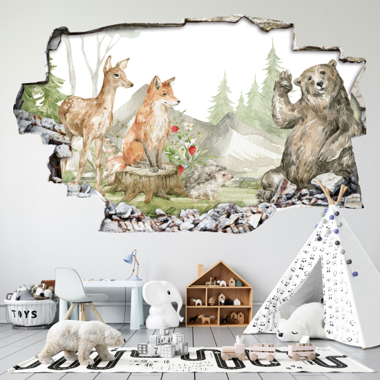 Vinilo Adhesivo trampantojo 3D - Bosque Animales
