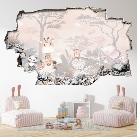 Vinilo Adhesivo trampantojo 3D - Bosque Animales