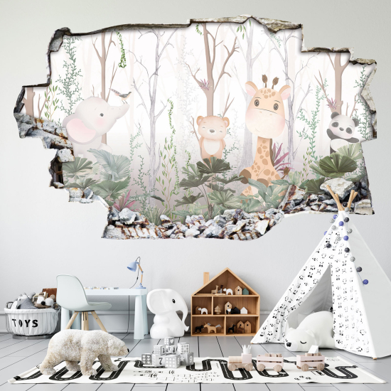 Vinilo Adhesivo trampantojo 3D - Bosque Animales