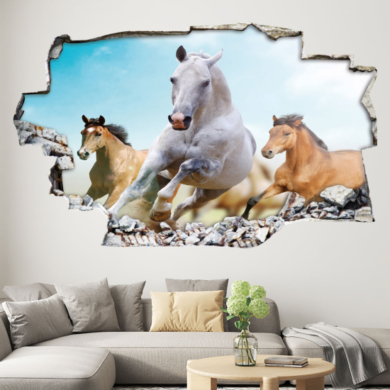 Vinilo Adhesivo trampantojo 3D - Caballos