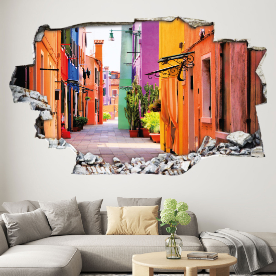 Vinilo Adhesivo trampantojo 3D - Calle Colorida