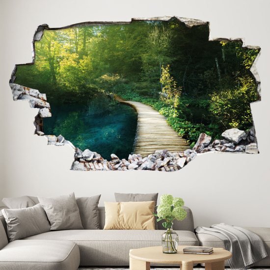 Vinilo Adhesivo trampantojo 3D - Camino en el Bosque