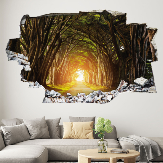 Vinilo Adhesivo trampantojo 3D - Camino en el Bosque