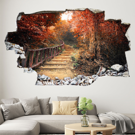 Vinilo Adhesivo trampantojo 3D - Camino en el Bosque