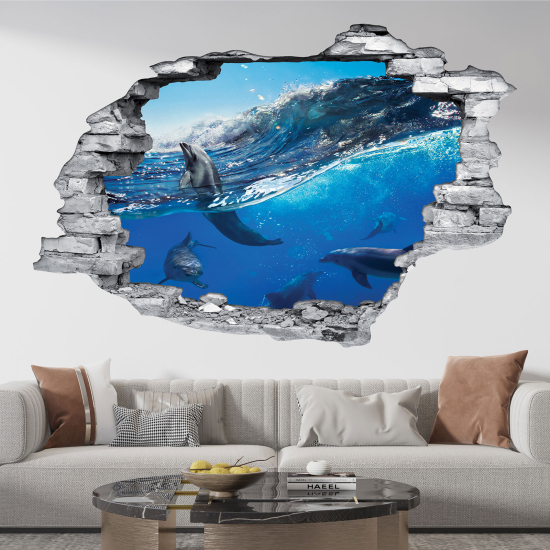 Vinilo Adhesivo trampantojo 3D - Delfines