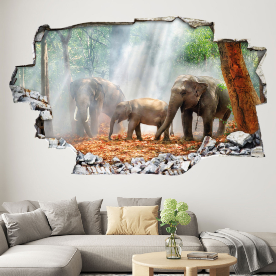 Vinilo Adhesivo trampantojo 3D - Elefantes