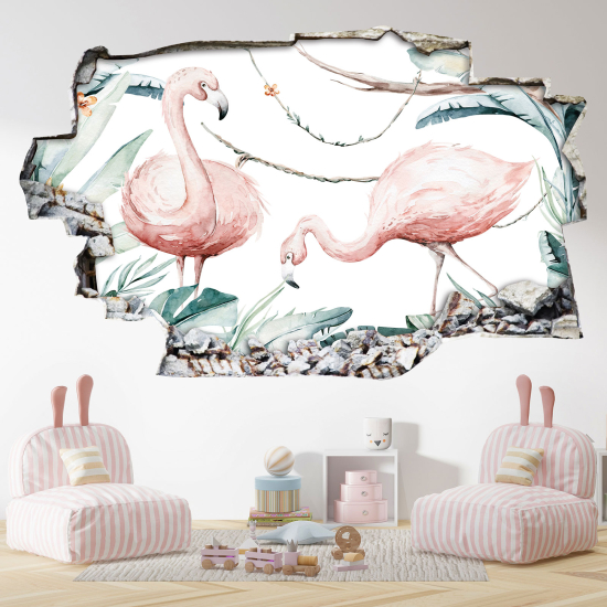 Vinilo Adhesivo trampantojo 3D - Flamencos Rosados