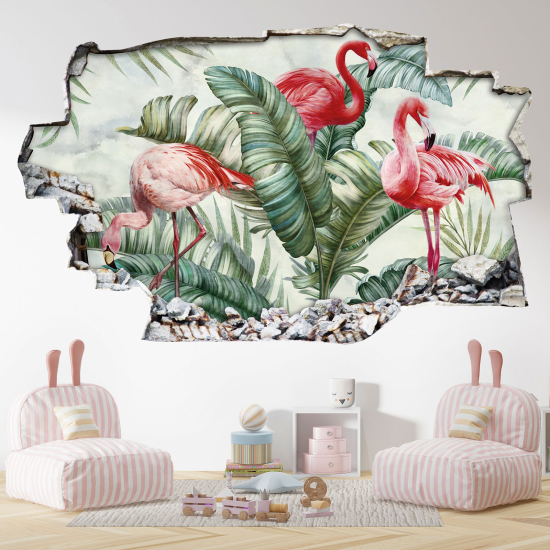 Vinilo Adhesivo trampantojo 3D - Flamencos Rosados