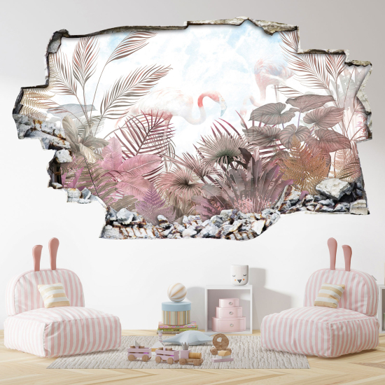 Vinilo Adhesivo trampantojo 3D - Flamencos Rosados