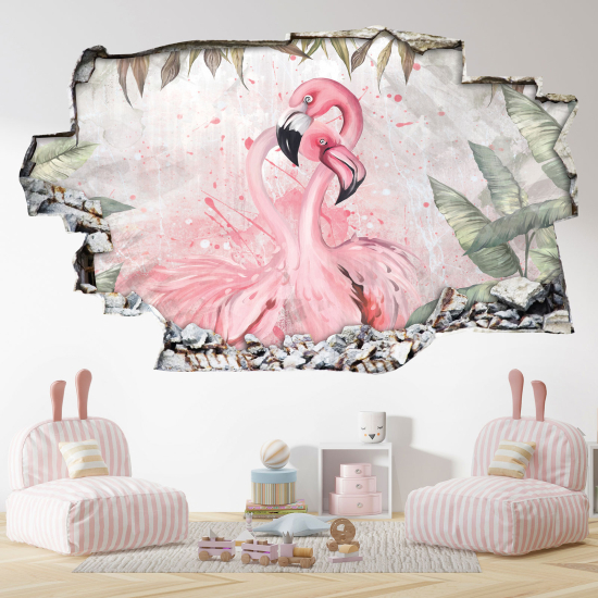 Vinilo Adhesivo trampantojo 3D - Flamencos Rosados
