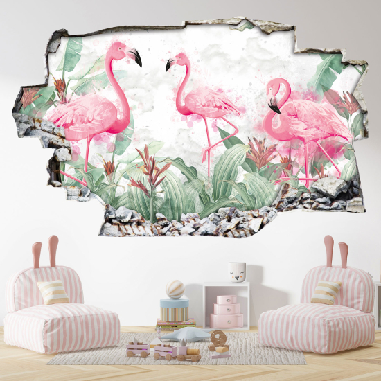 Vinilo Adhesivo trampantojo 3D - Flamencos Rosados