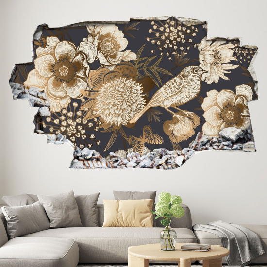 Vinilo Adhesivo trampantojo 3D - Flores Pájaro