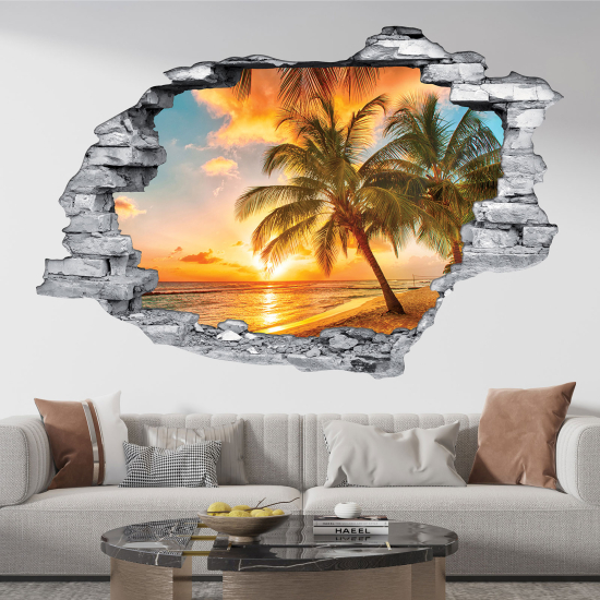 Vinilo Adhesivo trampantojo 3D - Playa Palmeras