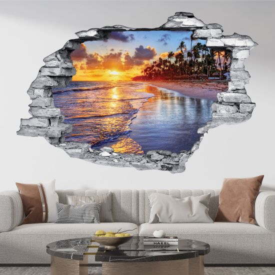 Vinilo Adhesivo trampantojo 3D - Playa Palmeras