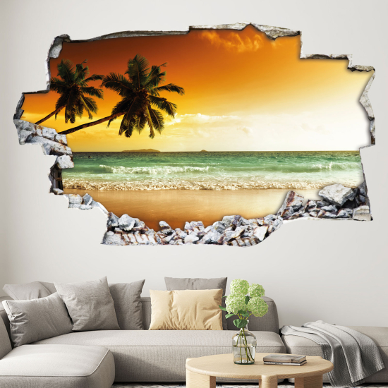 Vinilo Adhesivo trampantojo 3D - Playa Palmeras