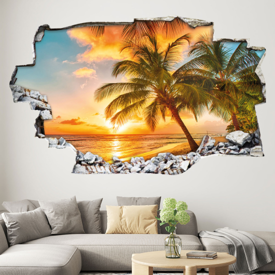 Vinilo Adhesivo trampantojo 3D - Playa Palmeras