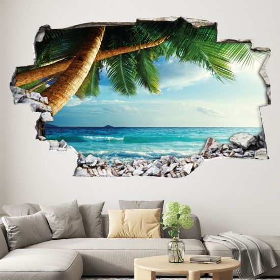 Vinilo Adhesivo trampantojo 3D - Playa Palmeras