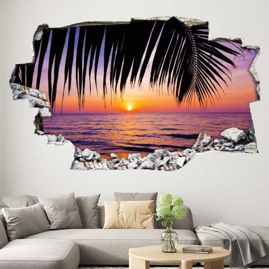 Vinilo Adhesivo trampantojo 3D - Playa Palmeras