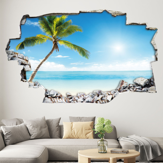 Vinilo Adhesivo trampantojo 3D - Playa Palmeras