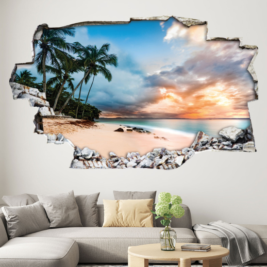 Vinilo Adhesivo trampantojo 3D - Playa Palmier