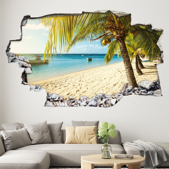 Vinilo Adhesivo trampantojo 3D - Playa Palmier