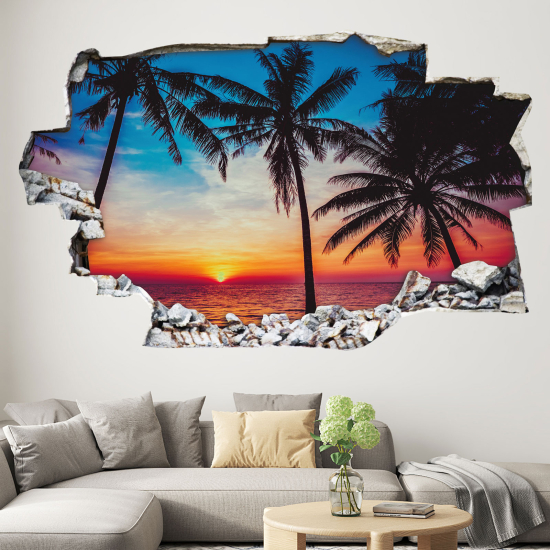 Vinilo Adhesivo trampantojo 3D - Playa Palmier