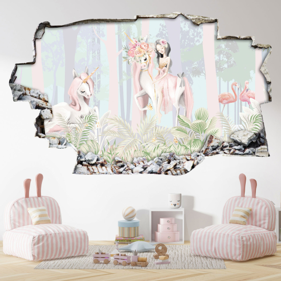 Vinilo Adhesivo trampantojo 3D - Princesa Unicornio