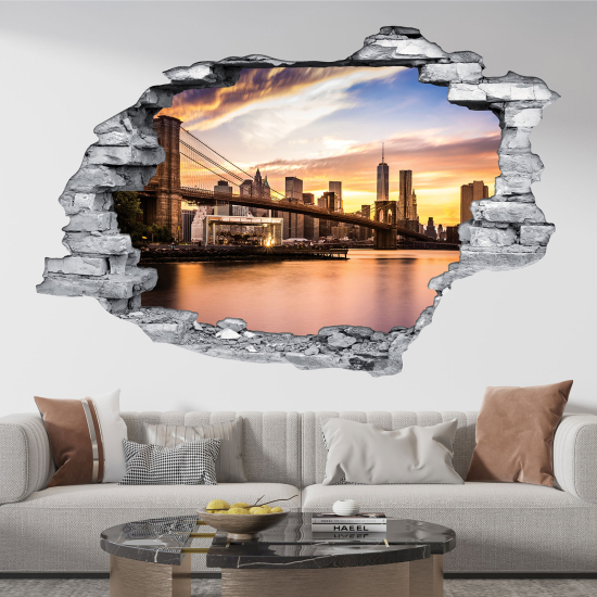 Vinilo Adhesivo trampantojo 3D - Puente de Brooklyn