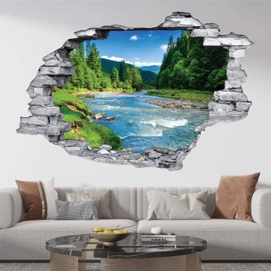 Vinilo Adhesivo trampantojo 3D - Río de Montañas