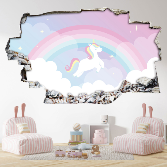Vinilo Adhesivo trampantojo 3D - Unicornio Arcoíris