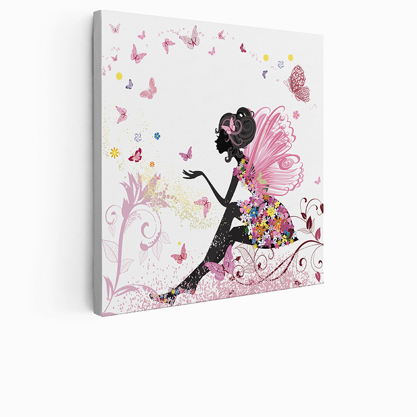 Cuadro tríptico personalizado para niños - Infantil - Hadas mariposas