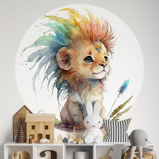Vinilo Adhesivo Decorativo Redondo para niños - Infantiles - Cachorro de león
